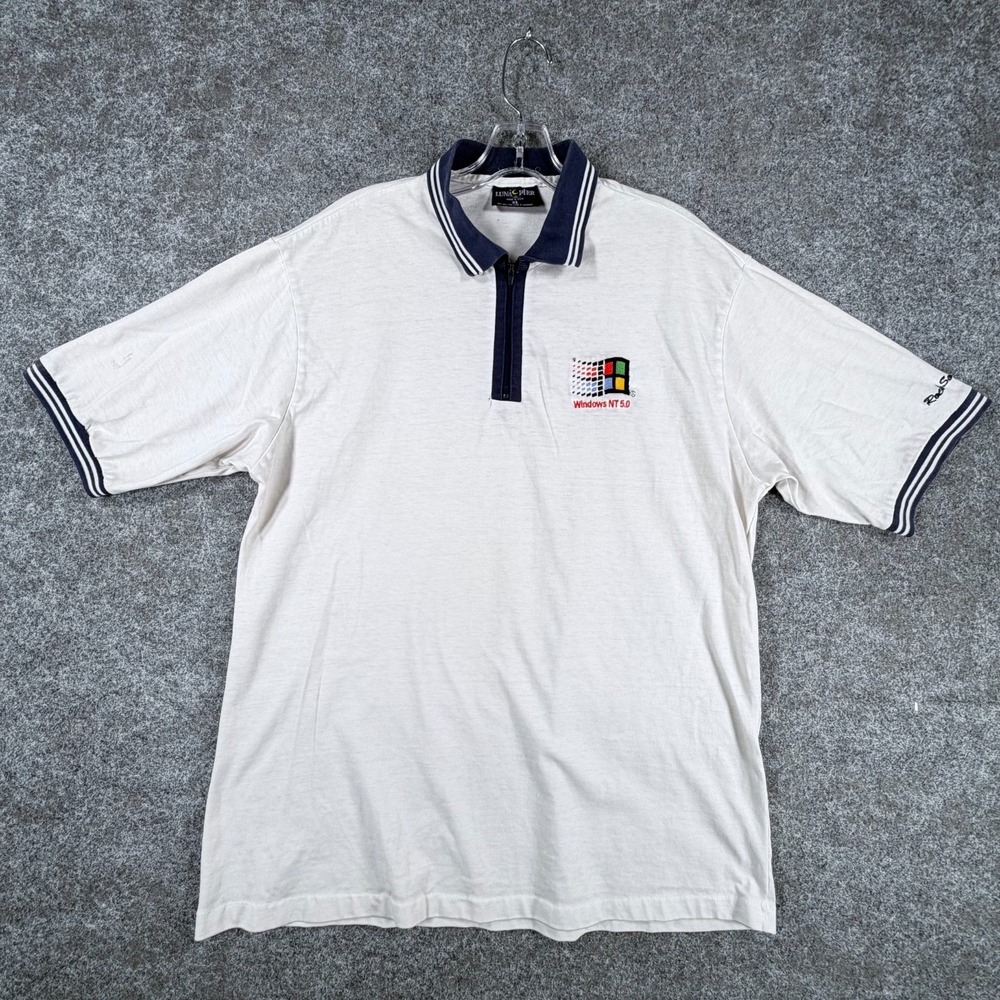 Luna Pier Windows NT 5.0 Polo Shirt Mens XL White Rock‎ Solid Power Resort Wear